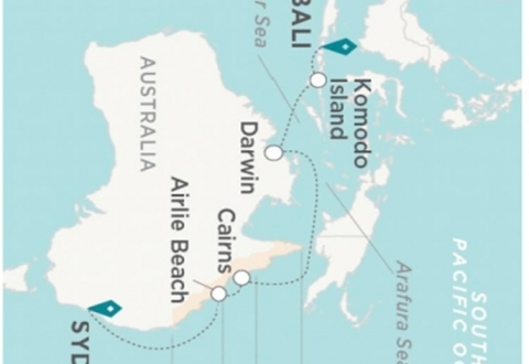 Crystal- 13 Nights Sydney to Bali - Routing Map